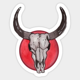 Cow Skull In Red Circle Sticker